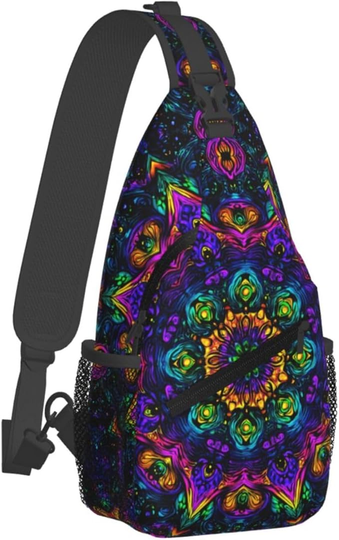 Psychadelic Trippy Art Sling Bag Crossbody Travel Hiking Chest Backpack - Image 2