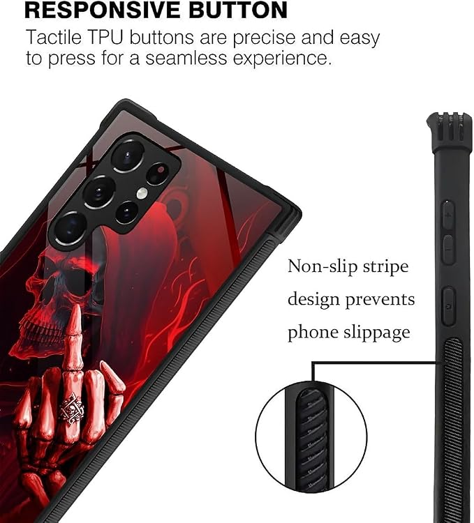 for Samsung Galaxy S22 Ultra Case, Gestures Funny Skull Pattern Graphic Design - Image 5
