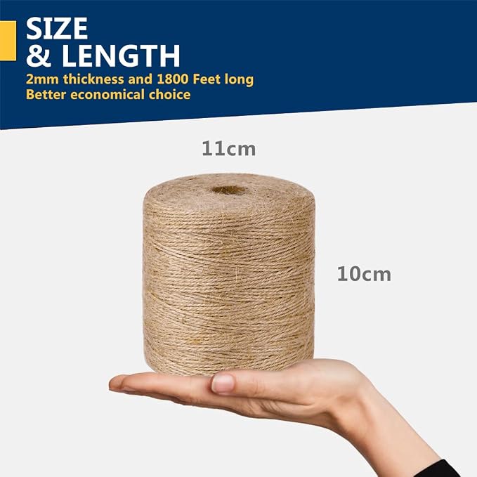 PerkHomy Natural Jute Twine 1800 Feet Long Twine String - Image 2