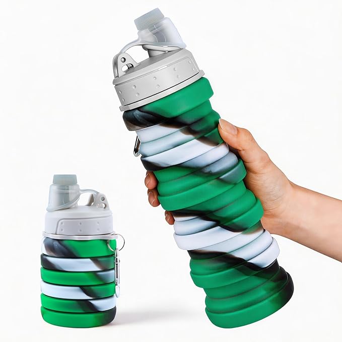 Reusable BPA Free Foldable Silicone Water Bottles by MAKERSLAND