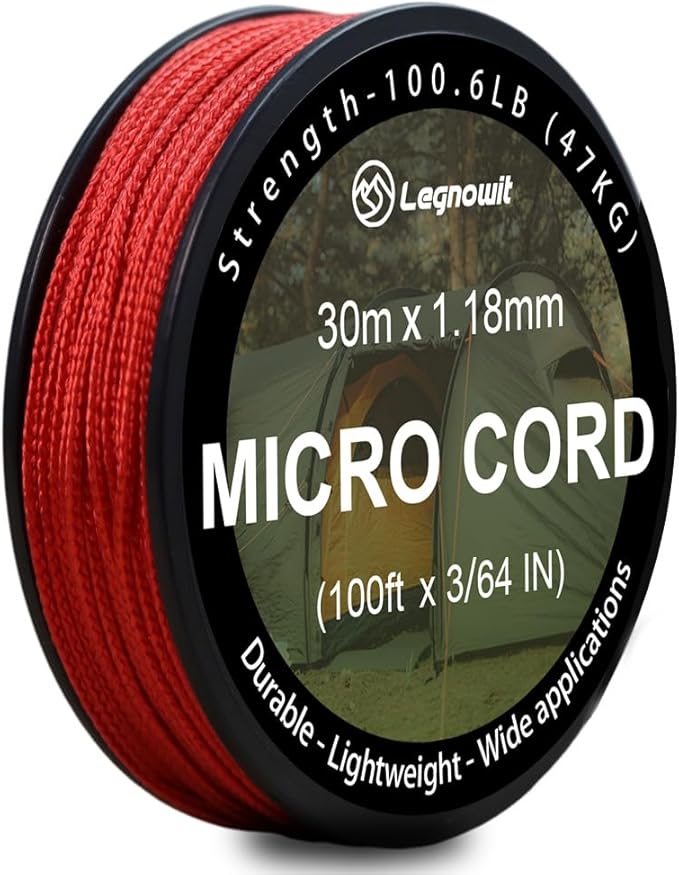 Micro Paracord, 1.18mm x 100ft Thin Mini Utility Braided Small Paracord by Legowitoutdoor
