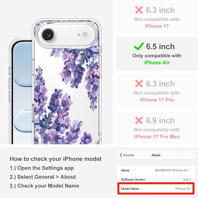 MOSNOVO for iPhone Air Case | Military Grade 6.6ft Drop Tested | Camera Control - Image 2