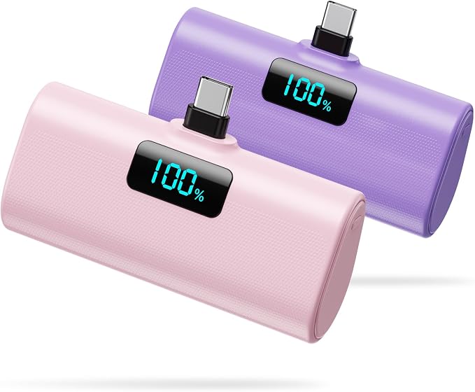 Small Portable Charger 5200mAh, Upgraded PD USB C Power Bank Built-in USB-C by HETP