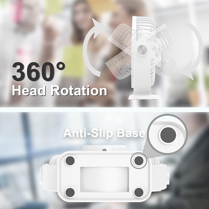 TriPole Small Desk Fan USB Powered Personal Fan 3 Speeds Strong Airflow Mini - Image 5