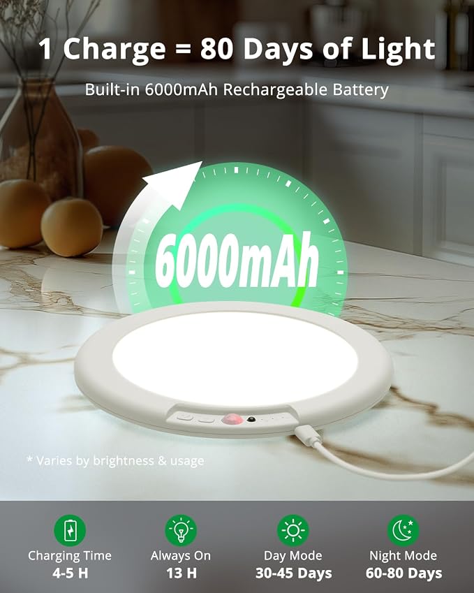 Bojim Wireless Ceiling Light Fixture Rechargeable Battery Operated Waterproof - Image 2