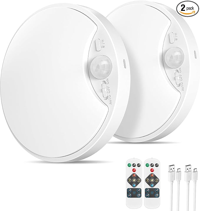 2 Pack 10000mAh Rechargeable Motion Sensor Ceiling Light by TheBairthTheBest