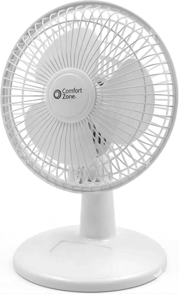 Comfort Zone CZ6D 6" Quiet Portable Indoor 2-Speed Desk Fan by ComfortZone