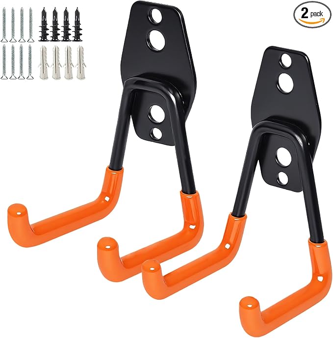 GeeWatom 2 Pack Garage Storage Utility Hooks，Garage Garden Tool Organizer，Steel by GeeWatom