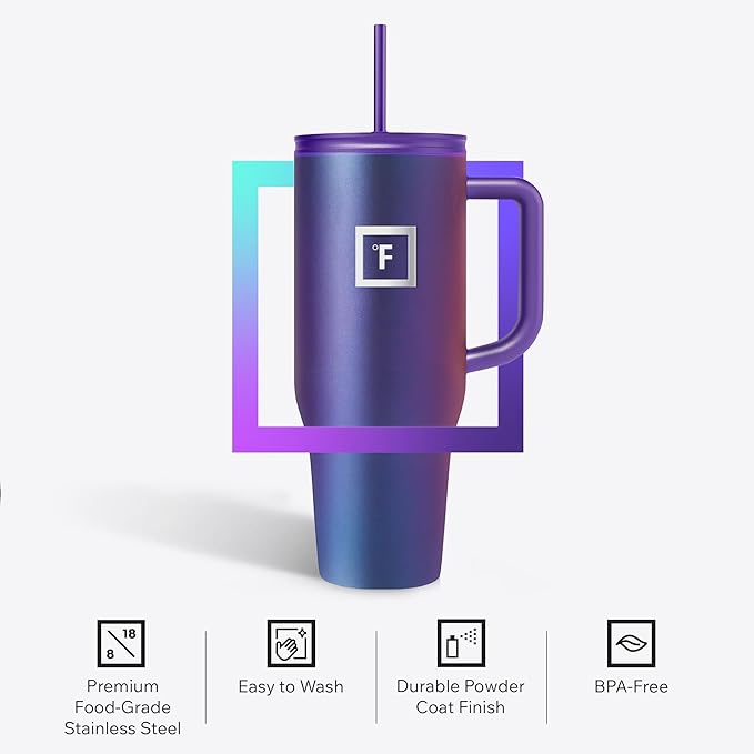 IRON °FLASK Co-Pilot Insulated Mug w/Straw & Flip Cap Lids - Image 5