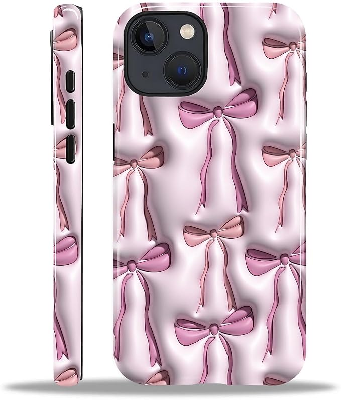 for iPhone 15 Plus Case, HL2 Abstract Ribbons Bows Hybrid 2 Layer Hard Shell by Unknown
