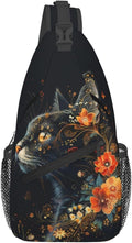 Black Cat Sling Bag For Women Men Halloween Backpack Crossbody Cat by Unknown