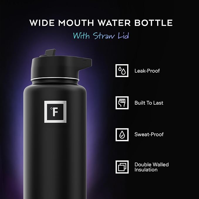 IRON °FLASK Camping & Hiking Hydration Flask - 32 oz Dark Night - Image 2