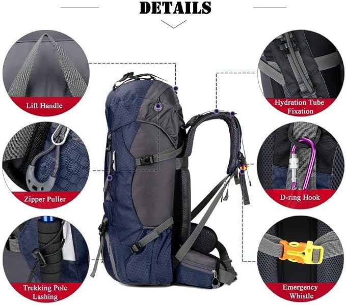 Bseash 60L Waterproof Hiking Camping Backpack - Image 4