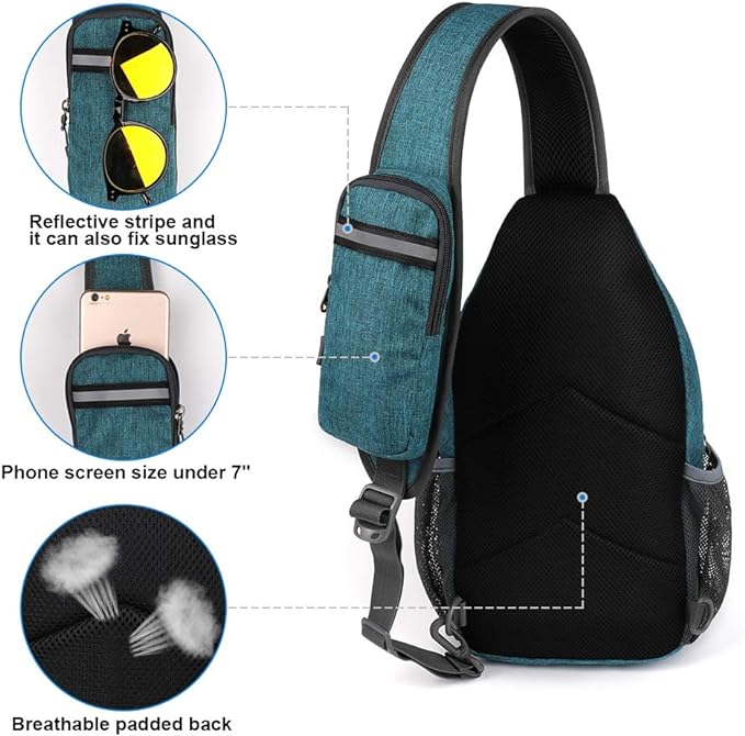 WATERFLY Crossbody Sling Backpack Sling Bag Travel Hiking Chest Bags Daypack - Image 5
