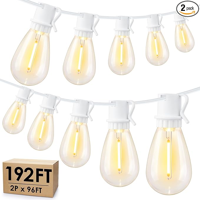 Larkvue 192FT LED Outdoor String Lights, Linkable Patio Light by Larkvue