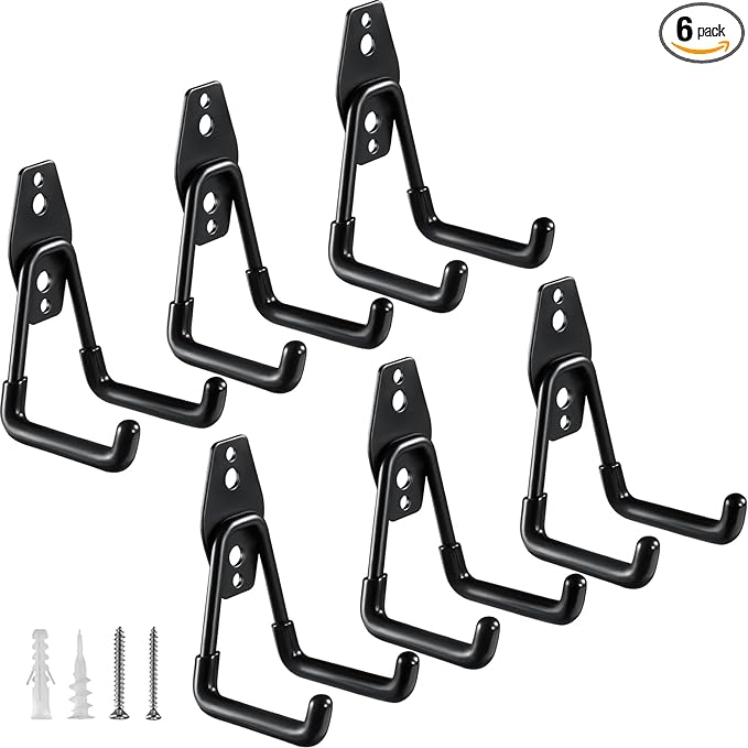 HUPBIPY Heavy Duty Garage Hooks 6 Pack, 2.8 inch Small U Shaped Hanger by HUPBIPY