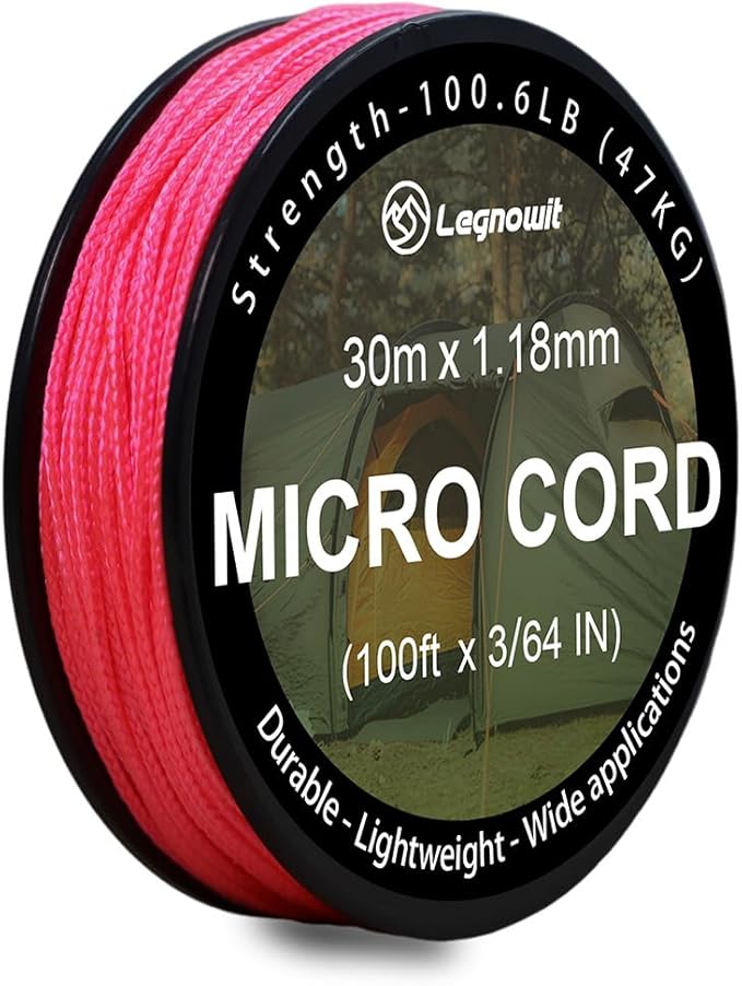 Micro Paracord, 1.18mm x 100ft Thin Mini Utility Braided Small Paracord by Legowitoutdoor