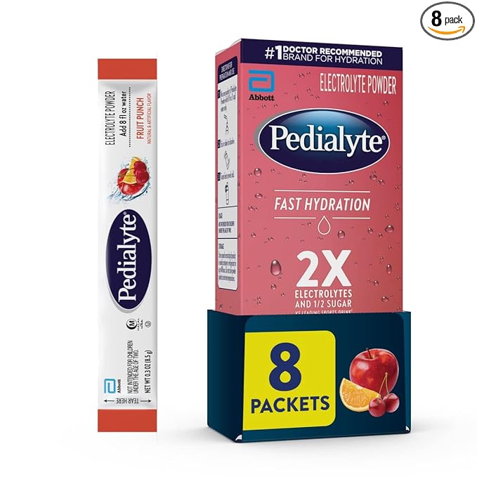 Pedialyte Fast Hydration Electrolyte Powder Packets, Fruit Punch, Hydration by Pedialyte