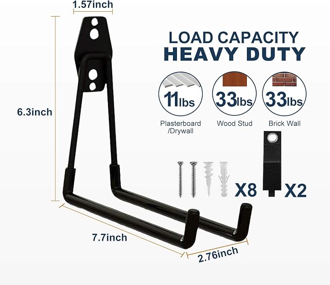 Garage Hooks Heavy Duty, 4 Pack Large Square Steel Garage Storage Hooks - Image 2