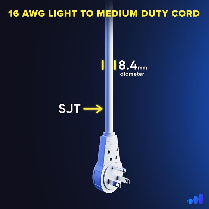 Maximm Extension Cord 4 Foot White Flat Plug, 360° Rotating Short Power Cord - Image 5