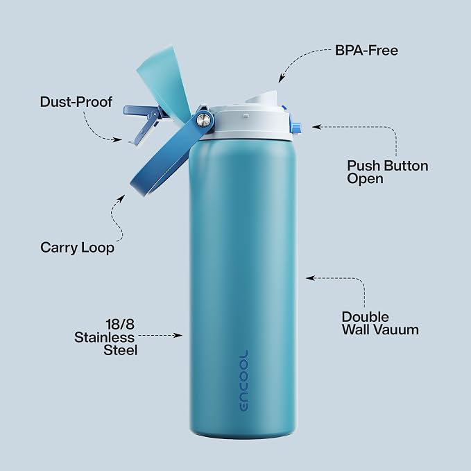 Insulated Water Bottle with Straw - Image 4