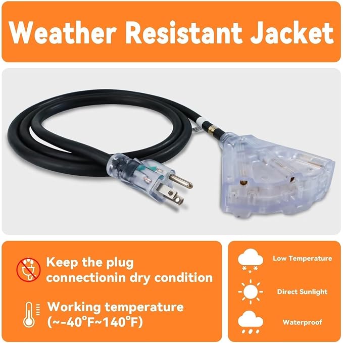 EP 50 Ft Lighted Outdoor Extension Cord - Image 5