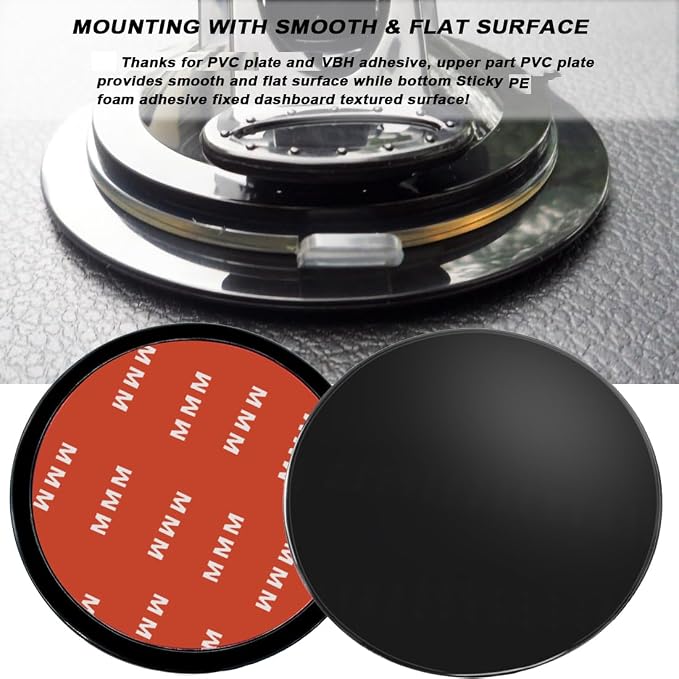 4 Pack 80mm Black Adhesive Dashboard Pad Mounting Disk, Mounting Disk - Image 3