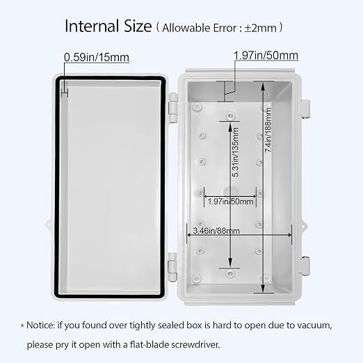 LeMotech Electrical Box, IP67 Waterproof Hinged Cover Stainless Steel Latch - Image 5