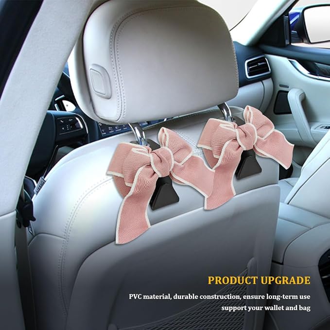 2PCS Car Hooks for Purses and Bags, Cute Bow Car Seat Headrest Hook, Car - Image 5