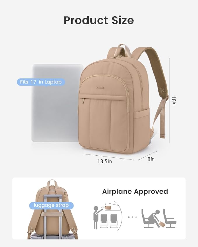 LOVEVOOK Laptop Backpack for Women, Puffer Travel Bag Fits 17 Inch Laptop - Image 5