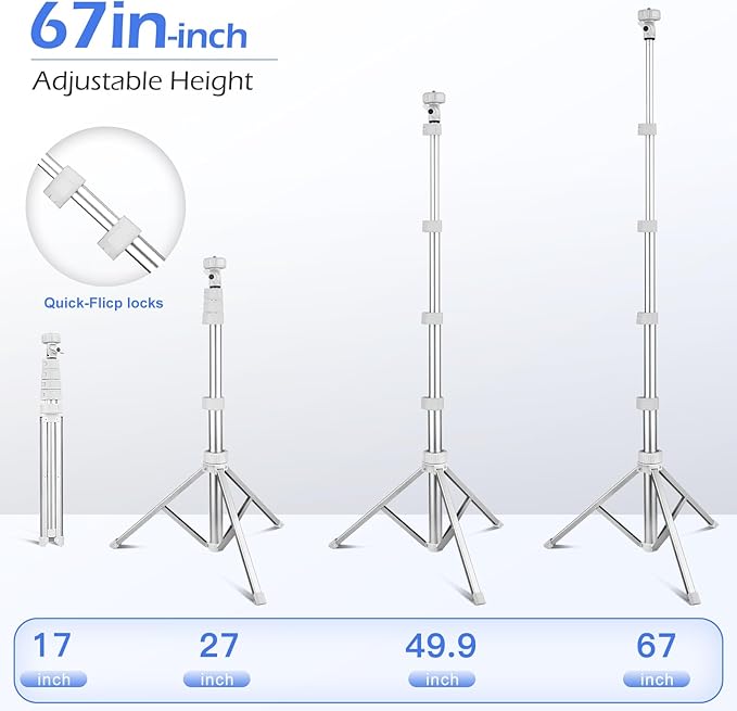 Sensyne 67" Phone Tripod & Selfie Stick, Extendable iPhone Tripod Stand - Image 4