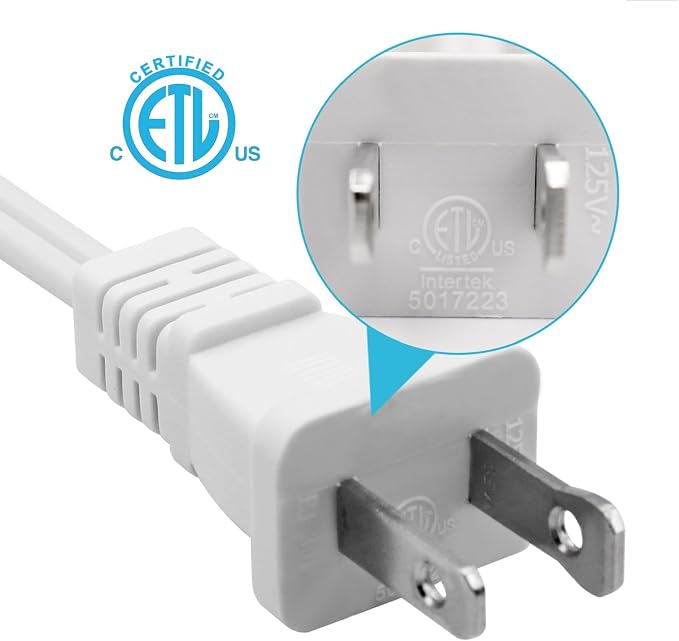 2-Pack Indoor Extension Cord 10FT, 2 Prong Extension Cords White, US - Image 5
