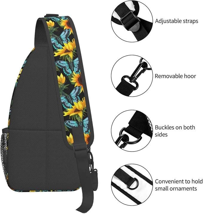 Sunflower And Blue Butterfly Sling Bag - Image 5