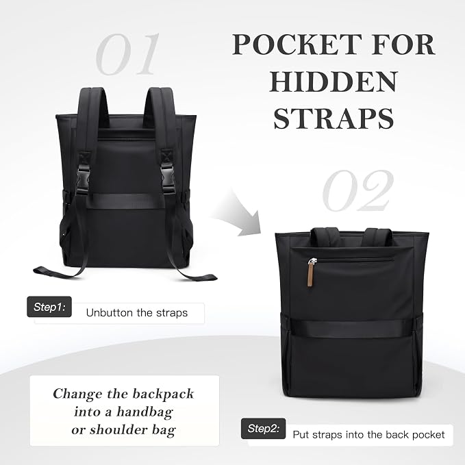 Convertible Laptop Backpack for Women Men Carry on Tote Backpack Teacher - Image 4