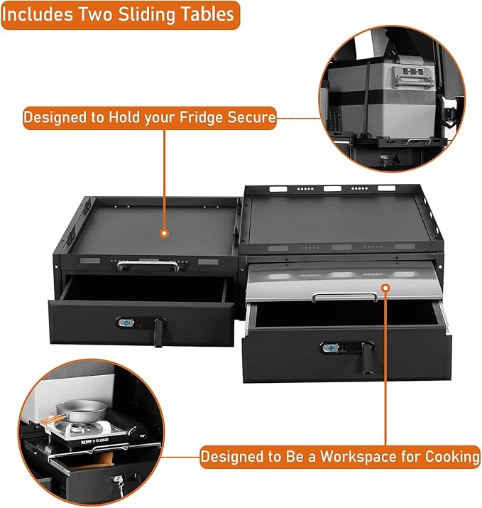 Hooke Road JK JL Trunk Cargo Storage Drawer System & Fridge Slide Mount & - Image 6