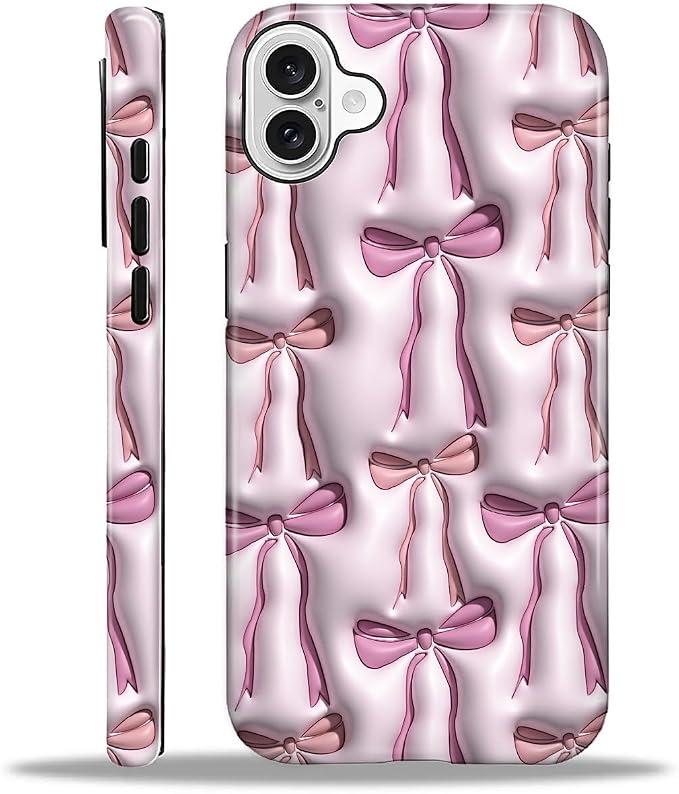 for iPhone 16 Plus Case, HL2 Abstract Ribbons Bows Hybrid 2 Layer Hard Shell by Unknown