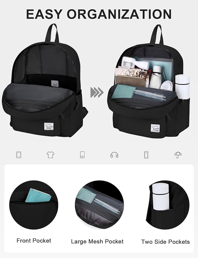 VASCHY Lightweight Backpack for School, Classic Basic Water Resistant Casual - Image 4