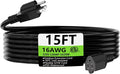 HUANCHAIN 15 FT 16 Gauge Black Indoor Outdoor Extension Cord Waterproof by huanchain
