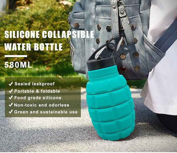 QiCheng&LYS 19.5oz Collapsible Travel Water Bottle, Reuseable BPA Free Silicone - Image 6