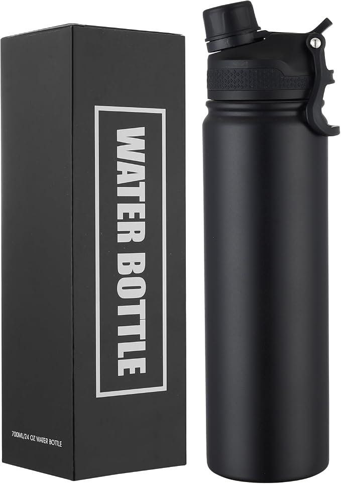 Insulated Water Bottle 24oz, Stainless Steel Double Wall Vacuum Sports Flask by ERTOOE