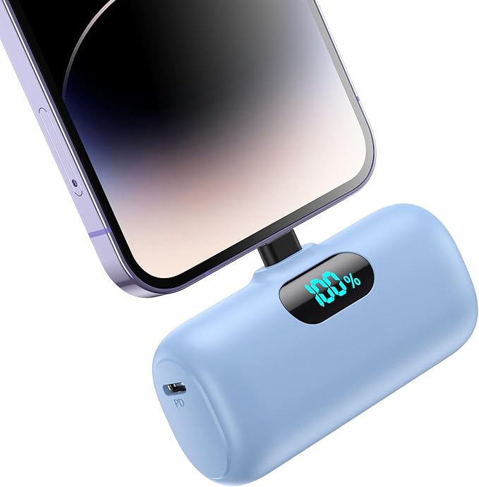 Mini Portable Charger for iPhone, Upgraded 5000mAh PD Fast Charging Battery Pack by HETP