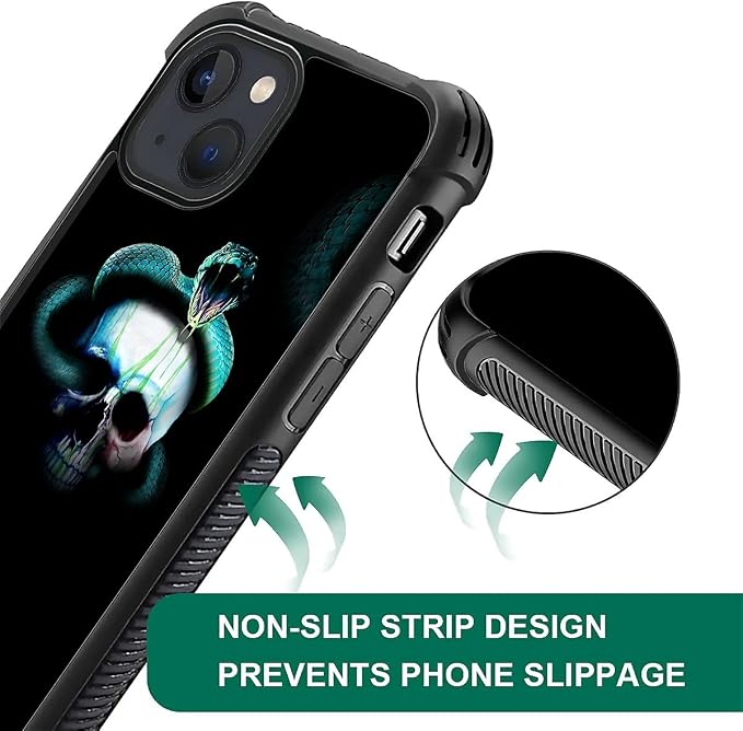 for iPhone 15 Case, Skeleton Winding Snake Pattern Graphic Design Girl Boy Soft - Image 6