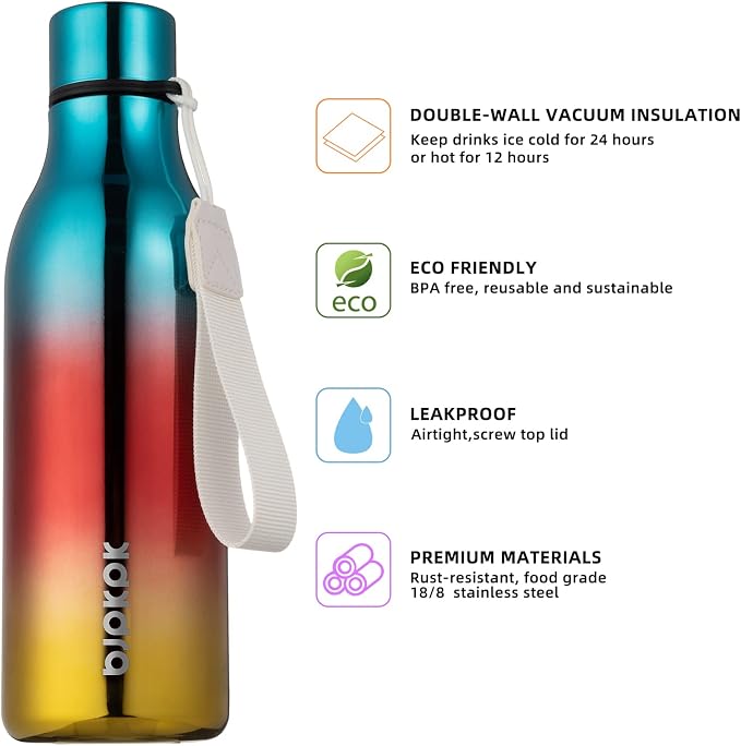 BJPKPK Insulated Water Bottles, 18 oz Stainless Steel Metal Water Bottle - Image 2