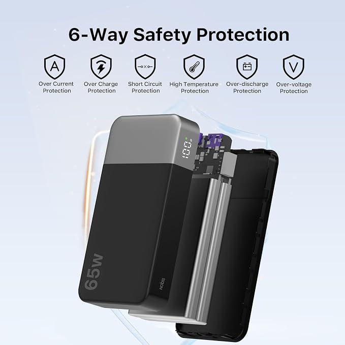 NOBIS 20000mAh Battery Pack Power Bank 65W Power Bank, Portable Charger - Image 7