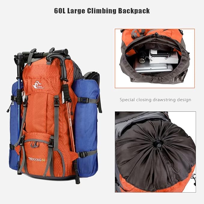 Bseash 60L Waterproof Hiking Camping Backpack - Image 5