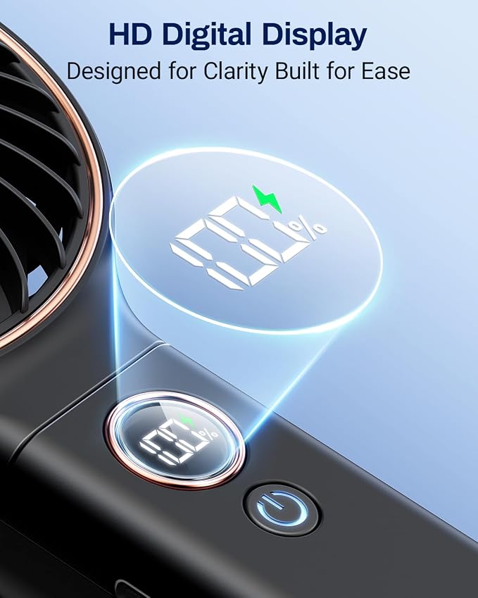 SWEETFULL Handheld Portable Fan, 5000mAh Rechargeable Battery, 6 Speed Wind - Image 4