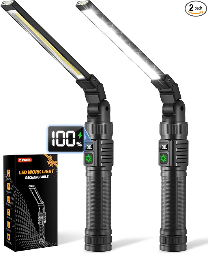 2Pack Magnetic Work Light, All Aluminum & 1500 High Lumens Rechargeable LED by RuboliyLightyourwayahead
