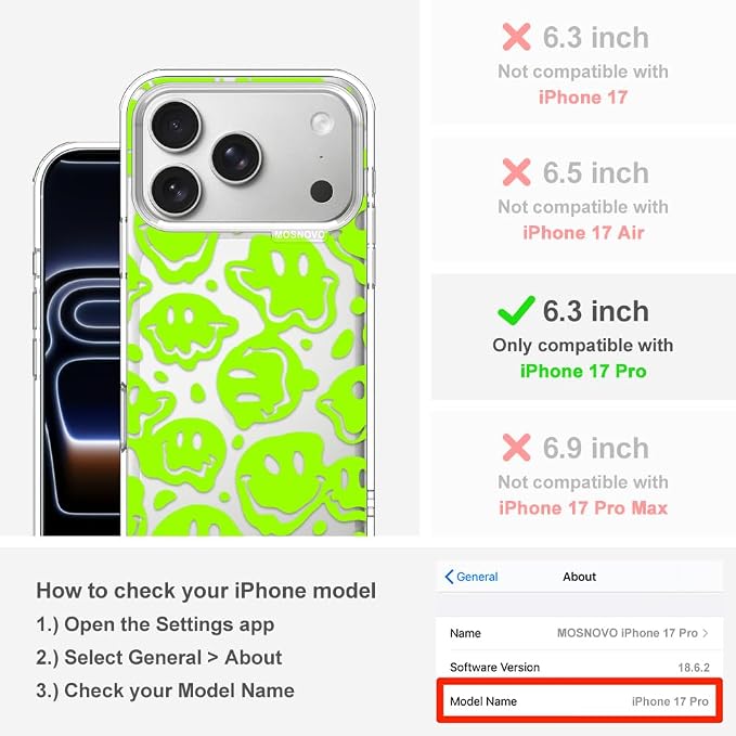 MOSNOVO for iPhone 17 Pro Case | Military Grade 6.6ft Drop Tested | Camera - Image 2