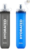 SLUXKE Soft Flask 2 Pack with Dust Cap, 17oz/500ml Flexible TPU Soft Water by SLUXKE