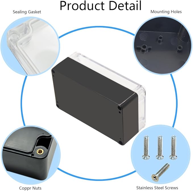 Project Box IP65 Waterproof Junction Box ABS Plastic Black Electrical Boxes DIY - Image 5